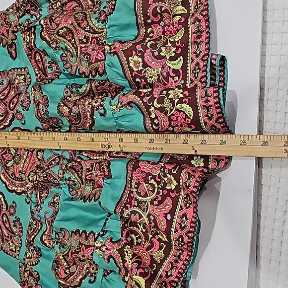 Tibi Paisley Skirt, draw string skirt Size 4 with slide hooks Green Pink brown - Picture 8 of 11